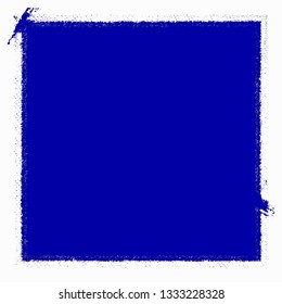 Background square of blue paint. The texture is solid for text. Grunge style template for logo, icon, poster, label