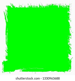 Background square of green paint. The texture is solid for text. Grunge style template for logo, icon, poster, label