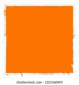 Background square of orange paint. The texture is solid for text. Grunge style template for logo, icon, poster, label