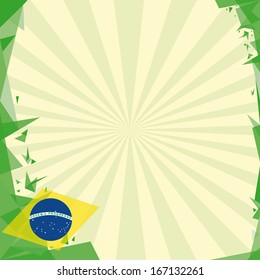 background square origami of brazil. A greeting square card for you.