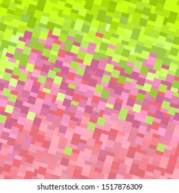 Background with square pixel texture. Vector illustration. Gradient yellow pink.