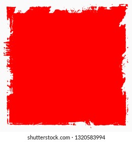 The background is a square of red paint. The texture is solid for text. Grunge style template for logo, icon, poster, label