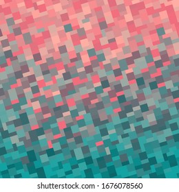 Background with square texture. Vector illustration. Gradient blue pink.