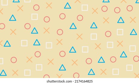 background with square, triangle, circle and x shape vector design
