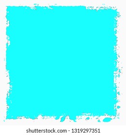 Background square of turquoise paint. The texture is solid for text. Grunge style template for logo, icon, poster, label
