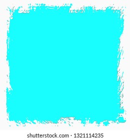 Background square of turquoise paint. The texture is solid for text. Grunge style template for logo, icon, poster, label