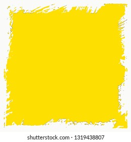 Background square of yellow paint. The texture is solid for text. Grunge style template for logo, icon, poster, label