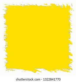Background square of yellow paint. The texture is solid for text. Grunge style template for logo, icon, poster, label