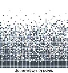 Background of squares is blue. Free arrangement of elements, dissolution from edge. Vector illustration