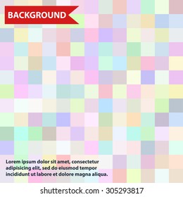 Background with squares, blue and rose tint, pixels, vector.