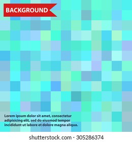 Background with squares, blue tint, pixels, vector.