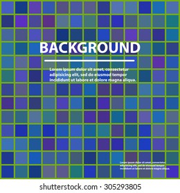 Background with squares, dark blue or violet tint, pixels, vector.