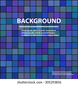 Background with squares, dark blue or violet tint, pixels, vector.