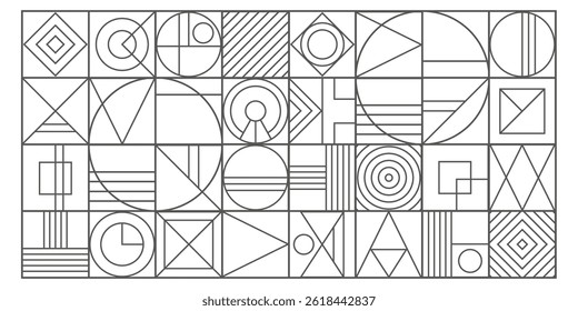 Fondo de cuadrados y Formas geométricas. Dibujo geométrico. Antecedentes de ingeniería Abstractas. Ilustración vectorial.