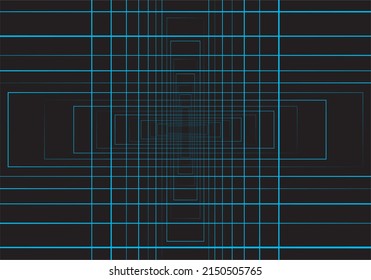 
Background of squares in neon blue on a black background