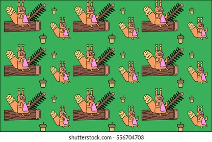 Background with squirrels on a branch.