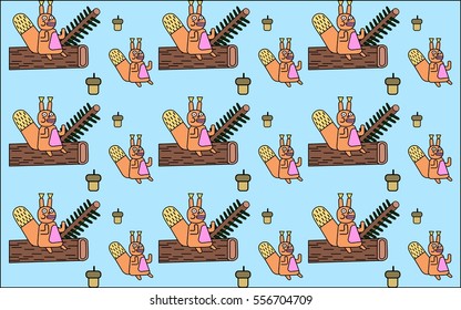 Background with squirrels on a branch.