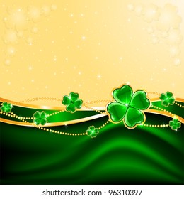 Background of St. Patrick's Day with four-leaf a clover, illustration