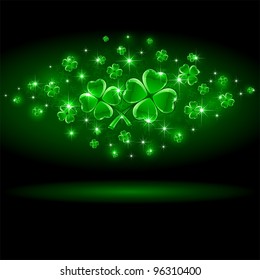 Background of St. Patrick's Day with four-leaf a clover, illustration
