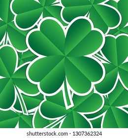 Background from St. Patrick's Day stickers. Three and four leaf clover. Vector illustration. EPS10.