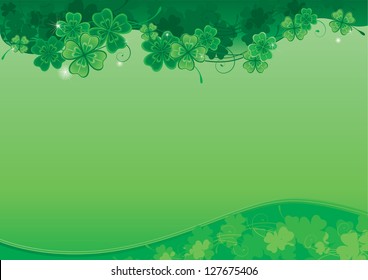 Background  for St. Patrick's Day. Vector ornate  background with  clover leaves with place for text