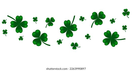 Background for St. Patricks with space for text. Vector illustration for a design with clover. Clover isolated on white background. Irish holiday symbols. 