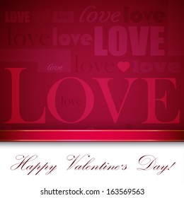 Background for St. Valentine's Day with typography composition
