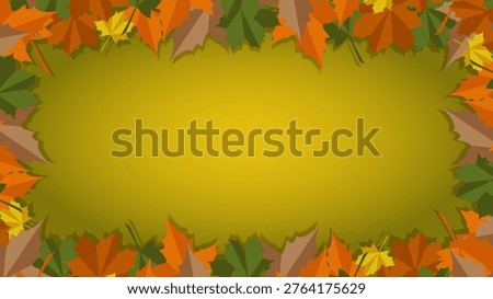 Background of stacked autumn leaves with empty space