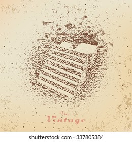 Background stairs engraved dots and spots on faded worn paper in vintage style 