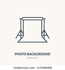 Background stand flat line icon. Photography equipment sign. Thin linear logo for photo studio. Photoshoot for documents.