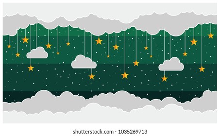 Background with star and cloud concept. Vector illustration.