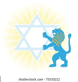 Background with Star of David and Jerusalem lion