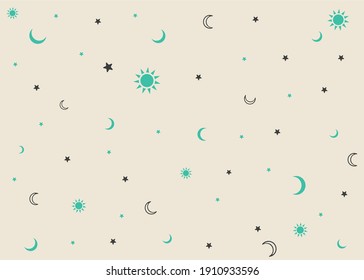 background with star, moon and sun symbol patterns