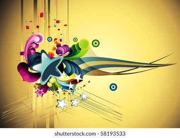 background star and vintage illustration