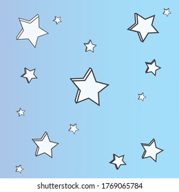 Background Star white and blue sky for kids