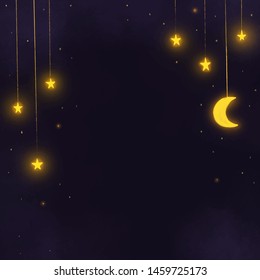 Background with starry night and the moon. Vector EPS 10.