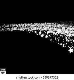 Background with Stars. Black and White Pattern. Design Template. Abstract Vector Illustration.
