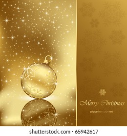 Background with stars and Christmas ball, illustration