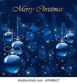 Background with stars and Christmas balls, illustration
