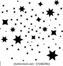 fondo. estrellas de diferentes formas y tamaños sobre fondo transparente blanco, abstracto, vectorial