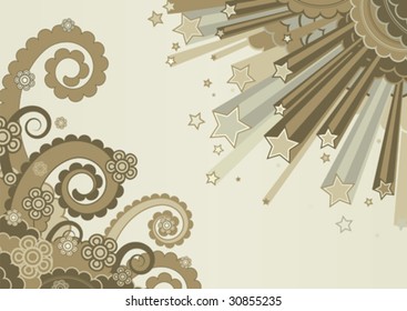 background with stars and flowers