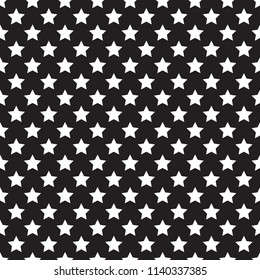 Background with stars. Simple pattern with geometric elements. Starry backdrop. Print for banners, posters, t-shirts and textiles. Greeting cards. Black and white illustration