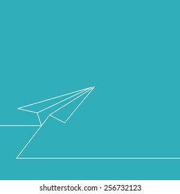 Background for start up. Flying paper airplane, vector illustration.
