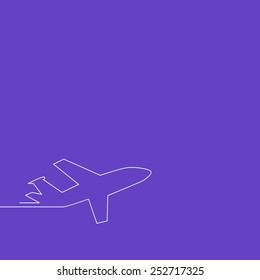 Background for start up. Plane taking off, outline vector illustration.