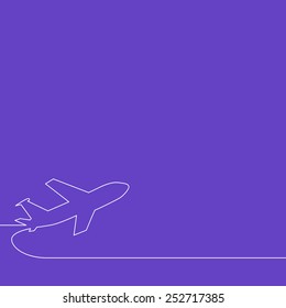 Background for start up. Plane taking off, outline vector illustration.