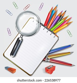 background with stationery