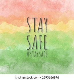 Background of Stay Safe or banner with a simple and minimalist modern design. This background is suitable for the promotion of fashion both online and offline or for posting on social media.