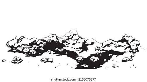 Background of stones and rocks. Traced graphic drawing.