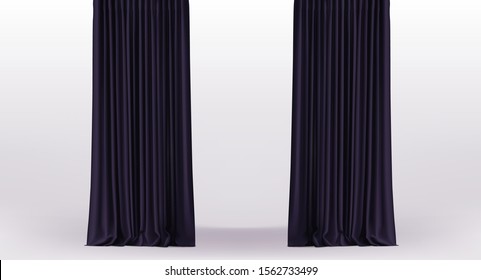 Background with straight luxury black curtains and draperies