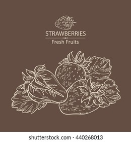 Background with strawberries . hand drawn